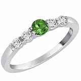 Platinum 5 Stone Center Graduated Emerald and Diamond Band Ring (2/5 ctw)