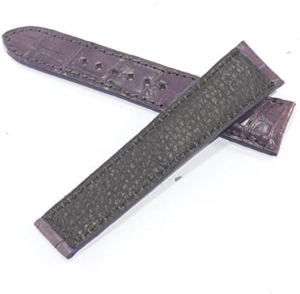 100% Genuine Exotic Leather Strap Band Deployment for 22mm Omega Seamaster Purple #04