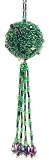 9 Green Beaded & Sequined Ball With Tassels Christmas Ornament