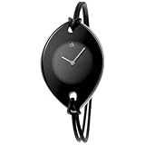 ck by Calvin Klein Round Black Dial Black Polished Case Ladies' Fashion Watch