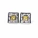 Men's Sterling Silver Earrings with Yellow Topaz and Clear CZ - Square - 12 x 12 mm