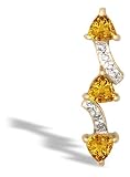 14K Yellow Gold Genuine Trillion Citrine and Diamond Pendant