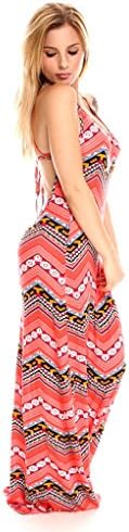 Young Aloud MULTI PRINT DESIGN SPAGHETTI STRAPS SLEEVELESS CASUAL MAXI DRESS M CORAL