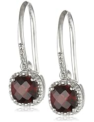 Sterling Silver Cushion Cut Gemstone and Diamond Accent Earrings (H-I Color, I2 Clarity, 0.01 cttw)