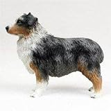 Stone Resin Realistic Blue Docked Australian Shepherd Dog Figurine