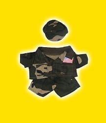 USA Green Camouflage clothes fits 12" Snuggl'ems, 8" - 10" Stuffed Animal kits & most Webkinz & Shining Star animals