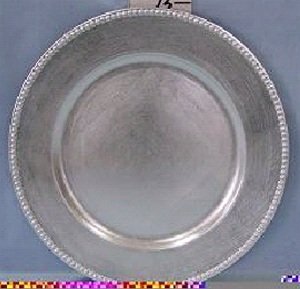 Set of 4 Silver Beaded 13 Inch Round Charger Plates
