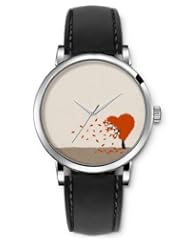SPRAWL Aanalog Fashion Series Silver Ladies Watches of Genuine Black Leather Strap,Unique Wrist Watch for Women Girls Designed with Tree of Love