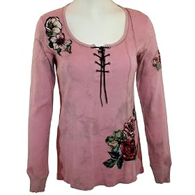 Vanilla Sugar - Skinny Minnie Floral Voyage Long Sleeve, Boat Neck Collar, String Tie, Floral...
