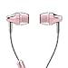 Headphones, Metal Earbuds Bass In Ear Earphones Stereo Cell Phone Headset with Microphone & Remote Control for Apple iPhone iPod iPad Samsung HTC LG Android Smartphones MP3 Plays (Pink)
