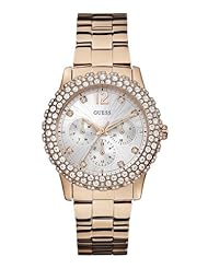 GUESS Womens W0335L3 Rose Gold-Tone Watch Genuine Crystal Accented Case