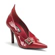 Womens Witch Costume Shoes 3 3/4 Inch Sexy High Heel Shoe Pointed Toe Witch Spiderweb Red