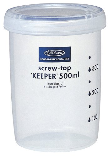 Lustroware B-2274AA Screw Top Keeper Round Food Container with Calibration, 17-Ounce, Blue
