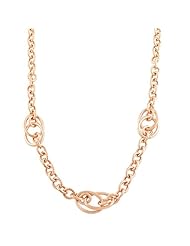 18 Karat Rose Gold Over Sterling Silver Designer Interlocking Ovals Necklace (18 inch)