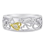 Diamond Heart Accent Ring in Sterling Silver and Solid 18k Yellow Gold with .06ct tw Diamonds. (8mm width) Finger size 7 *can be sized* Solid 18k Yellow Gold NOT plated