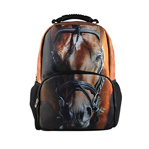Fashion 3D Animal Backpack School Backpacks Horse Face Bagpack for Boy and Girl