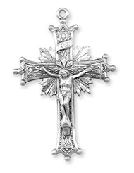 Crucifix Pendant, Sterling Silver with Chain