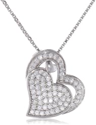 Sterling Silver Cubic-Zirconia Heart Pendant Necklace, 18"