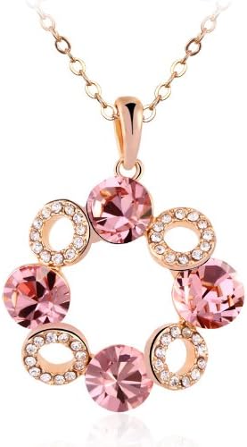 Bauble Cluster Pink Necklace with Swarovski® Elements Austrian Crystal and 18k Gold Plated