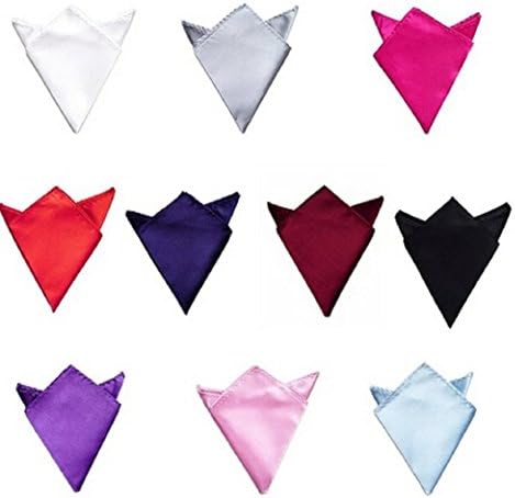 ET Men's Solid Color Satin Men's Solid Color Pocket Squares Handkerchiefs Towel for Weddings,performances,Party and Even Everyday Use - 8.6'' x 8.6'' inch - 10pcs (SET3)