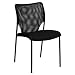 HERCULES Series Designer Black Mesh Fabric Stacking Side Chair with Black Powder Coated Frame Finish - RUT-NC178D-BK-GG