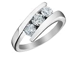 Diamond Anniversary Three Stone Ring 3/4 Carat (ctw) in 14K White Gold (Certified)