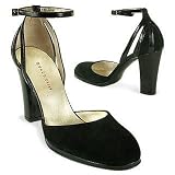 Quai D'Orsay Black Italian Suede Ankle-Strap Round Toe Pump Shoes