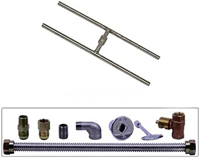 Spotix HPC Rectangle H-Burner Fire Pit Burner Kit (FPS-HBSB18KIT-NG-MSCB), 18x6-Inch Burner, Match Light, Natural Gas