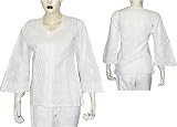 Womens Dress Cotton Long Sleeve Top Blouse Chikan Embroidery Size XS (ctop390)