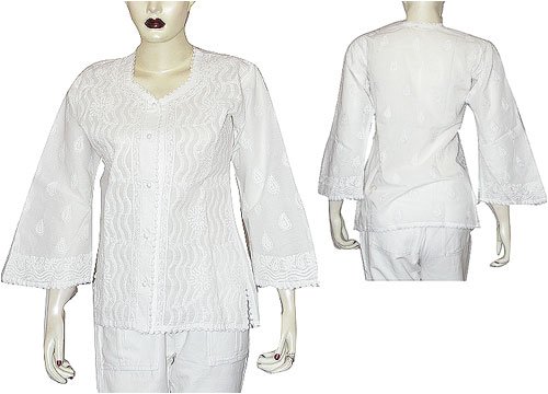 Click here for Womens Dress Cotton Long Sleeve Top Blouse Chikan... prices