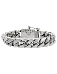 Gents Sterling Silver Cuban Link Bracelet Handmade 1/2 inch wide, sizes 8, 8.5 & 9 inch
