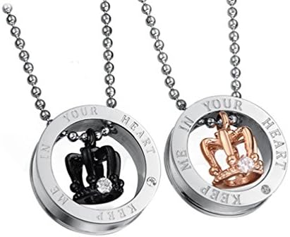 Tingem His &amp; Hers Crown Love Stainless Steel Couple Pendant Necklace (Couples)