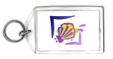 Keychain with shell, bivalve, yellow, seashell, purple