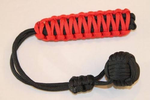 Black Monkey Fist Red Grip Paracord self defense lanyard