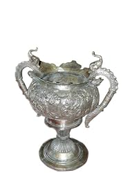 Huge Intricately Carved Silver Finish Brass Planter