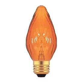 Bulbrite 60F15A 60W Fiesta Style Chandelier Bulb, Medium Base, Amber by Bulbrite
