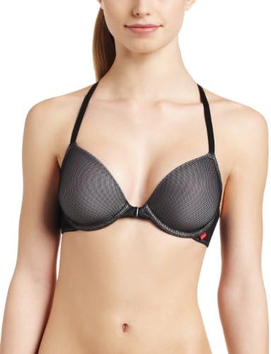 Josie by Natori Women's Jetset T-Back Front Close Contour Bra, Black/Grey, 36B