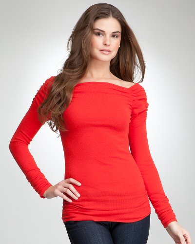 bebe Ruched Long Sleeve Sweater Top