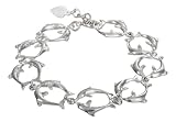 STERLING SILVER 7 CONTINUOUS LINK KISSING DOLPHINS BRACELET