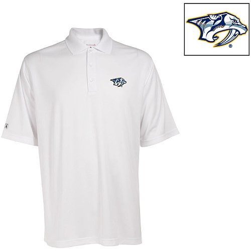 Antigua Men's NHL Nashville Predators Exceed Desert Dry Xtra-Lite Short Sleeve Polo, White, XX-Large