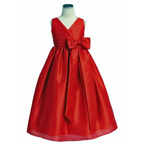 New Criss Cross Bow Flower Girl Dress (Red, Brown or Black) 2 to 12 Girls ~ Wonderful for Flower Girls