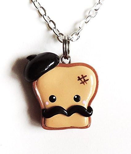 Handmade Monsieur French Toast Polymer Clay Charm Necklace