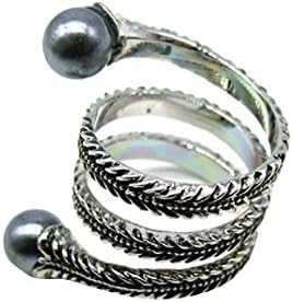 Happy M Women's Rotating Design Black Pearl Scarf Ring Jewelry