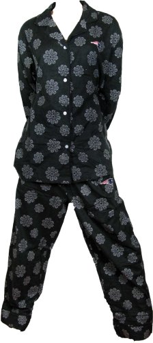 Patriots Black Flannel Snowflake Womens Pajamas Set