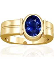 18K Yellow Gold Oval Cut Blue Sapphire Solitaire Ring