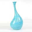 EXP Handmade Dark Blue Ceramic Table Art Flower Vase With Striking Line Accents