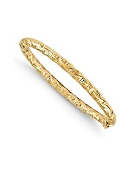 Leslies 14k Polished and Textured Hinged Bangle