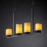 Justice Design CNDL-8778-14-AMBR-MBLK, CandleAria Dakota Glass Chandelier Lighting, 4LT, 240w, Black