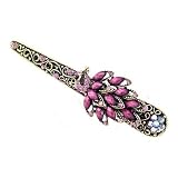 Crystalmood Girls Brass with Rhinestones Purple Peacock Alligator Clip