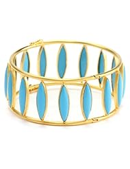 Lauren Harper Collection Archipeligo Blue 18k Gold Turquoise Hinged Bangle Bracelet